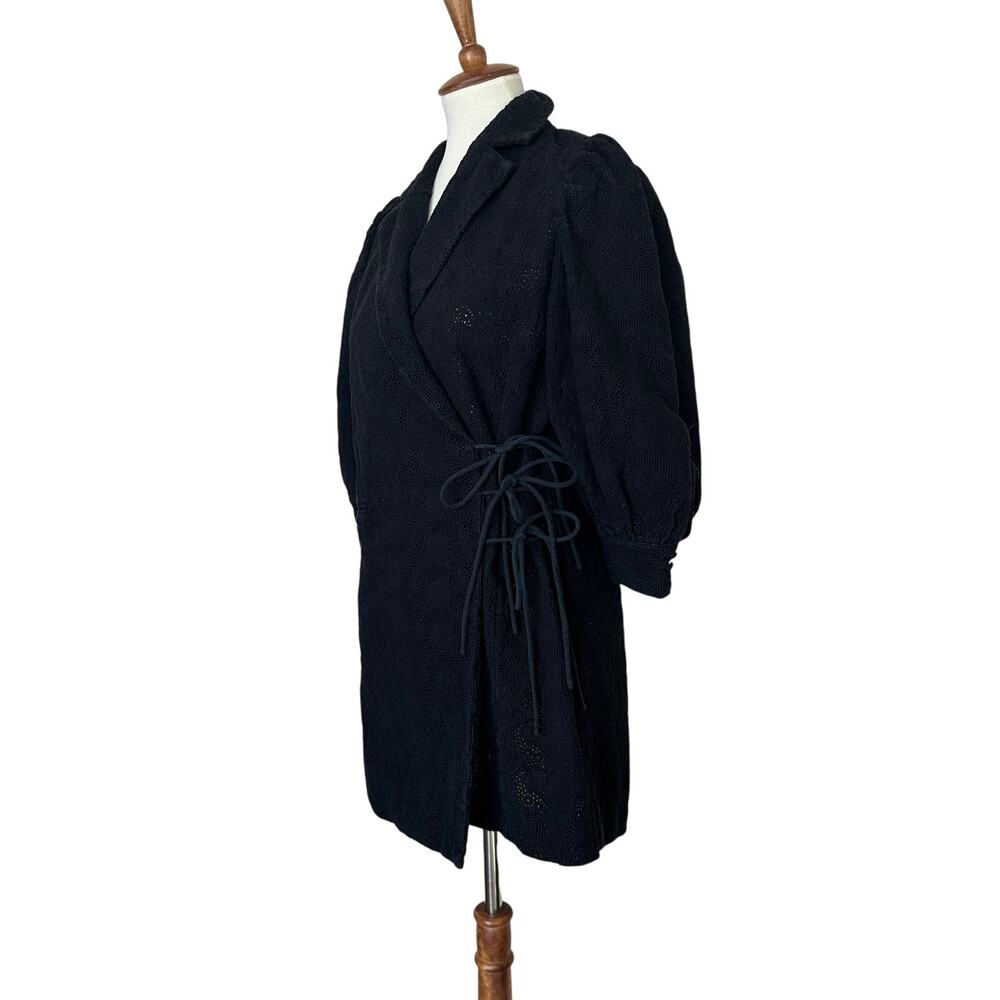 Hofmann Copenhagen Black Mini Wrap Dress SMALL Designer Lace Party Cottage $480 - Picture 13 of 13